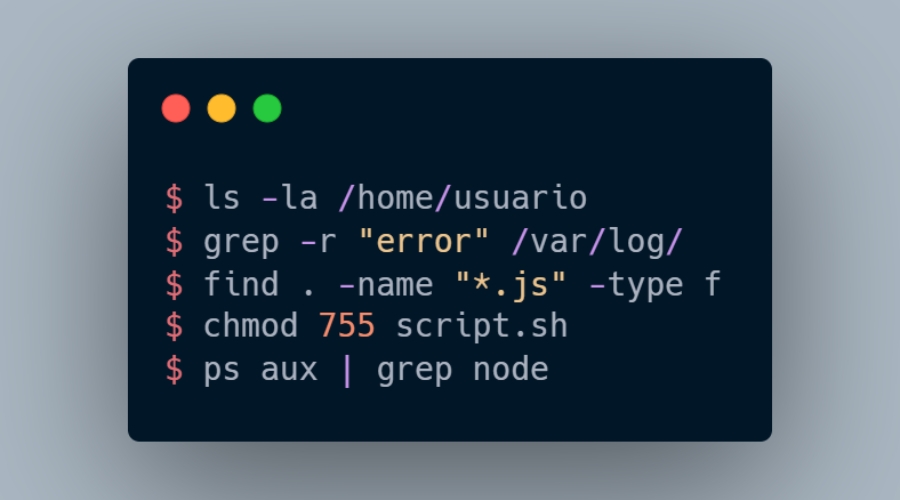 Comandos de Linux ejecutándose en terminal
