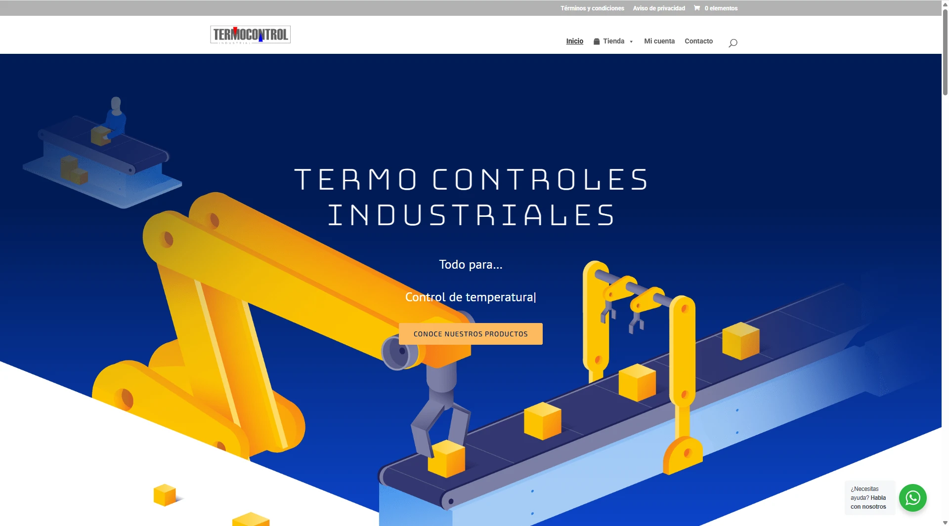 Screenshot del sitio web de Termocontroles